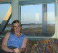 Jo on the Sunlander train